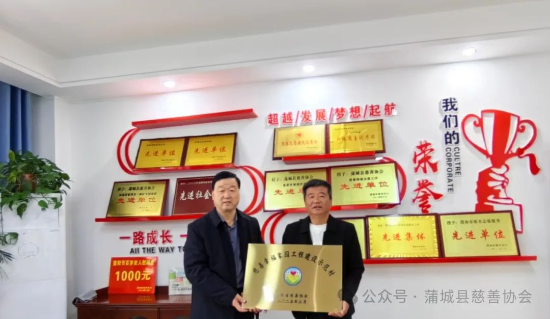 蒲城县慈善协会为示范村授牌 促幸福院提升